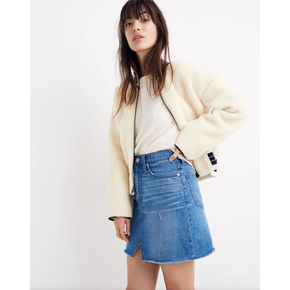 Madewell Rigid Denim A-Line Mini Skirt Cutout 27